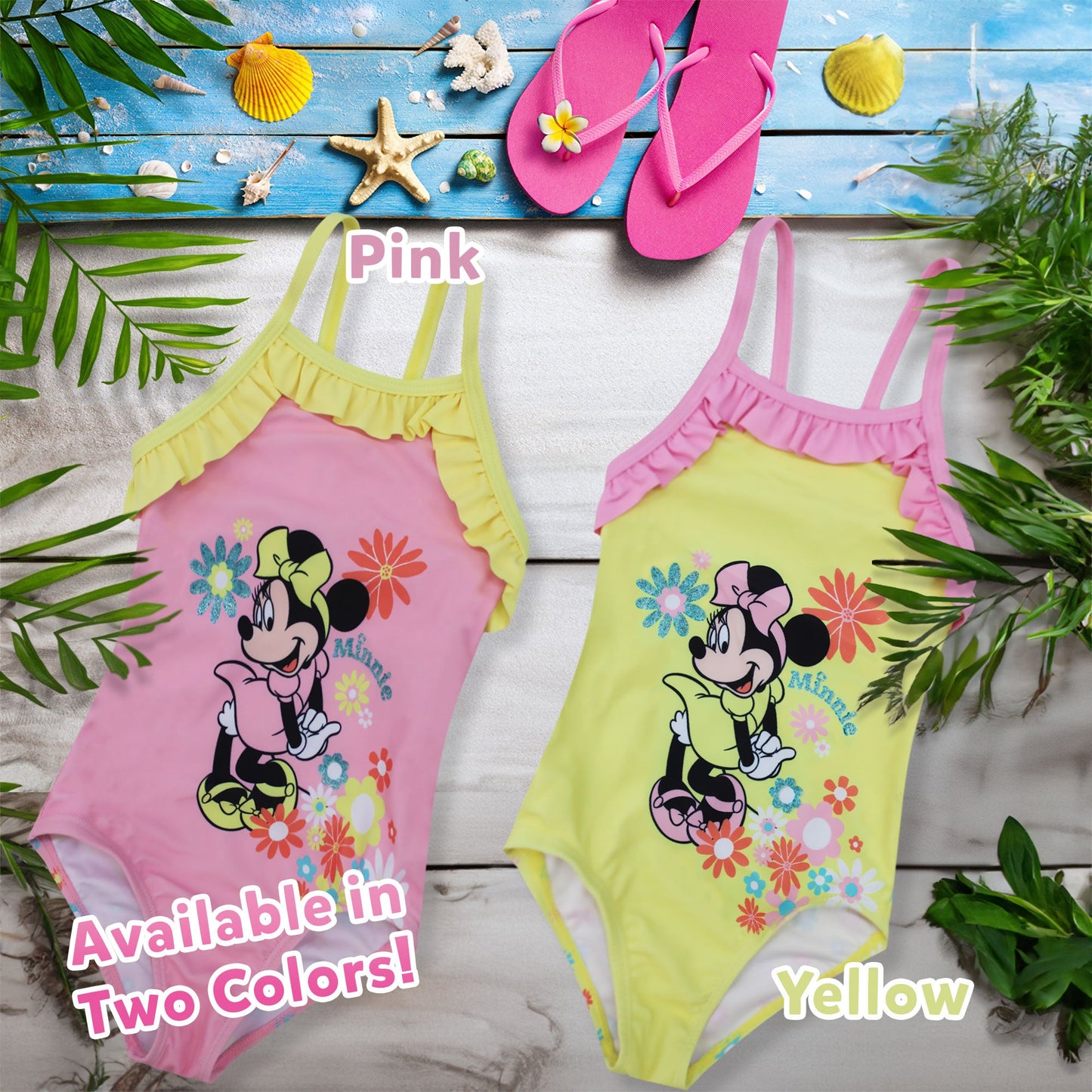 Costume da bagno intero mare per neonato bambina Disney Minnie Mouse volant 6662