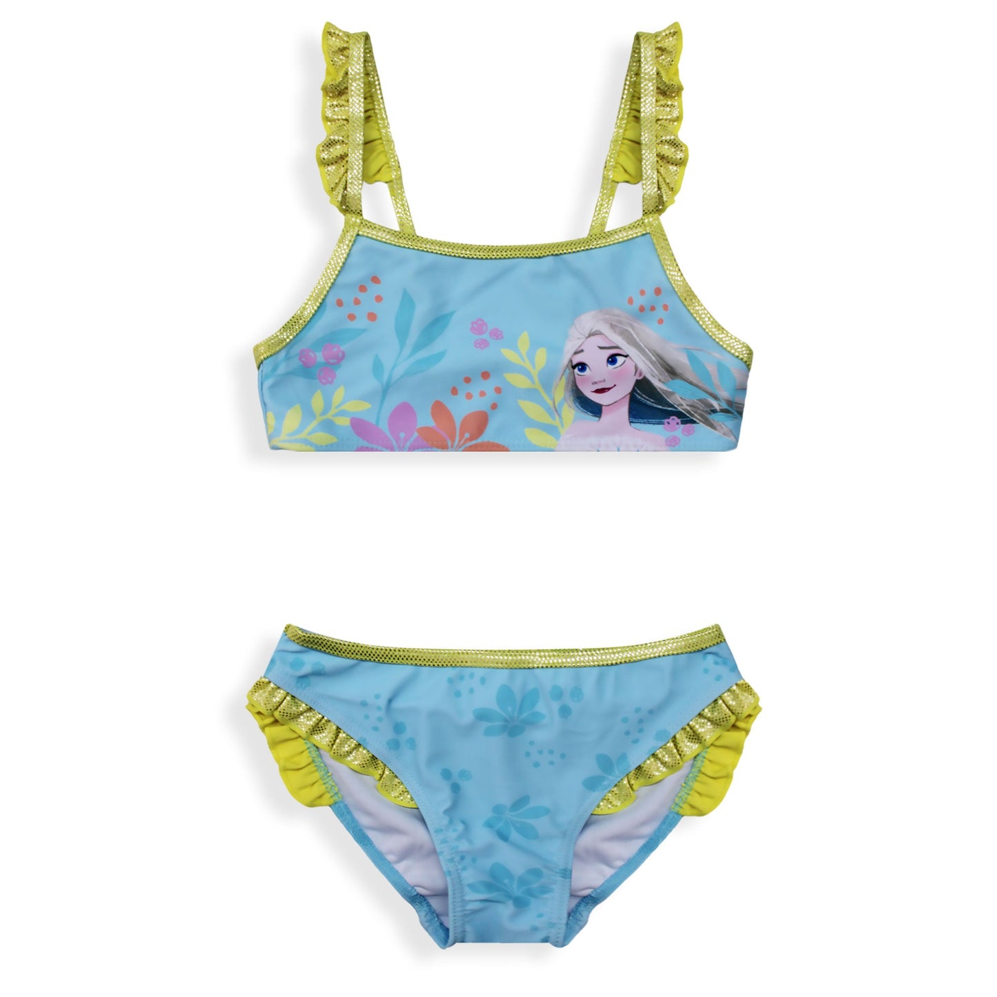 Costume da bagno bikini mare bambina Disney Frozen Elsa 2 pezzi con volant 6666