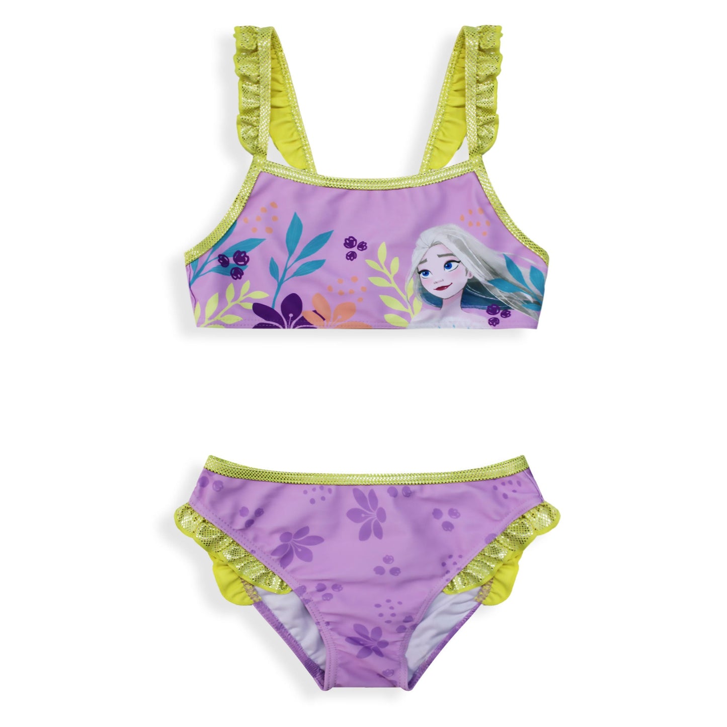 Costume da bagno bikini mare bambina Disney Frozen Elsa 2 pezzi con volant 6666