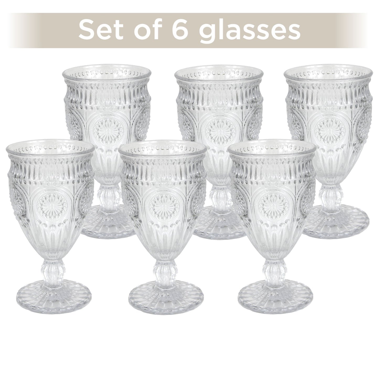 Calici da acqua bicchieri Nuvole di Stoffa Shabby chic in vetro 6pz h16,5cm 6670