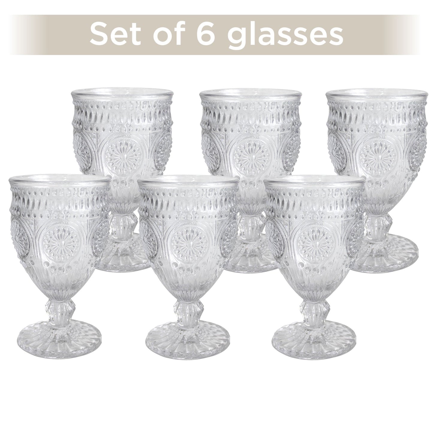 Calici da vino bicchieri Nuvole di Stoffa Shabby chic in vetro 6pz h14cm 6672