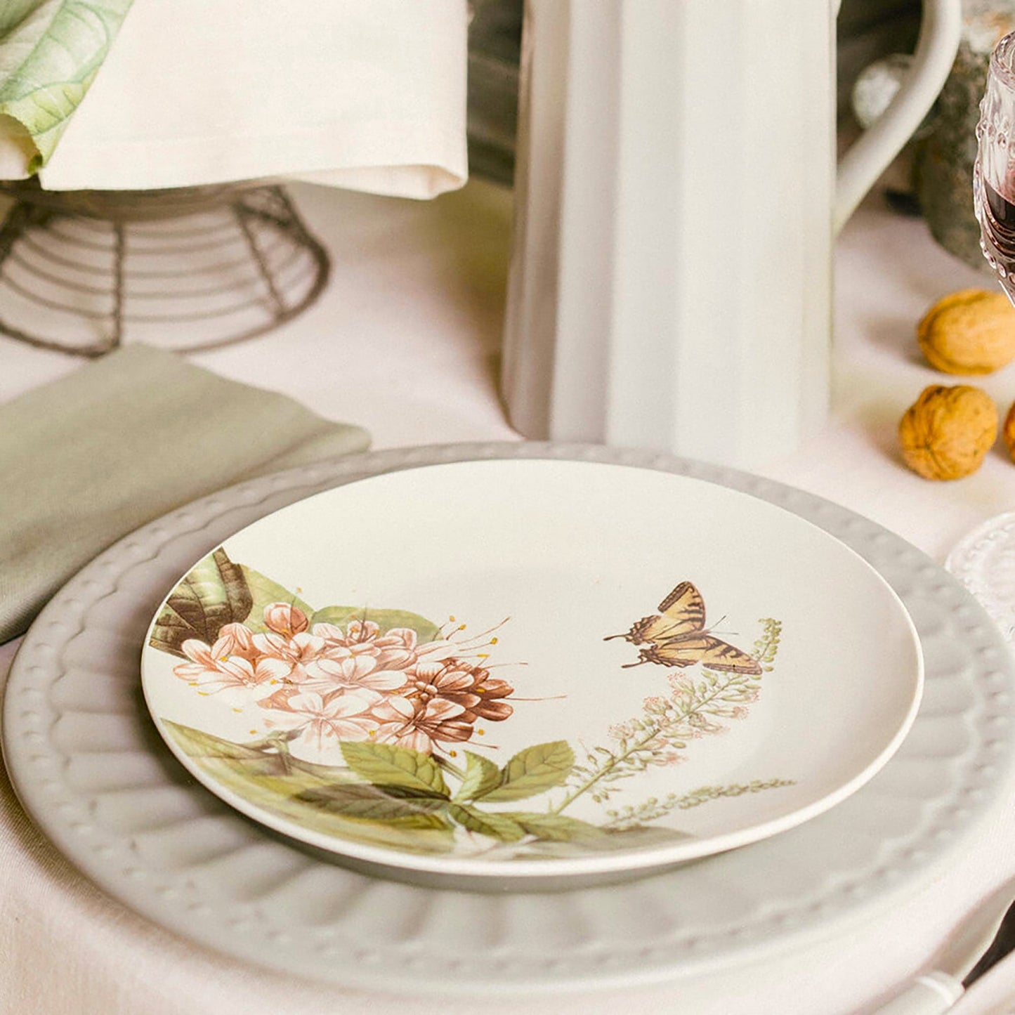 Piatti da dessert Nuvole di Stoffa Herbarium 2pz in porcellana Natural Chic 6676