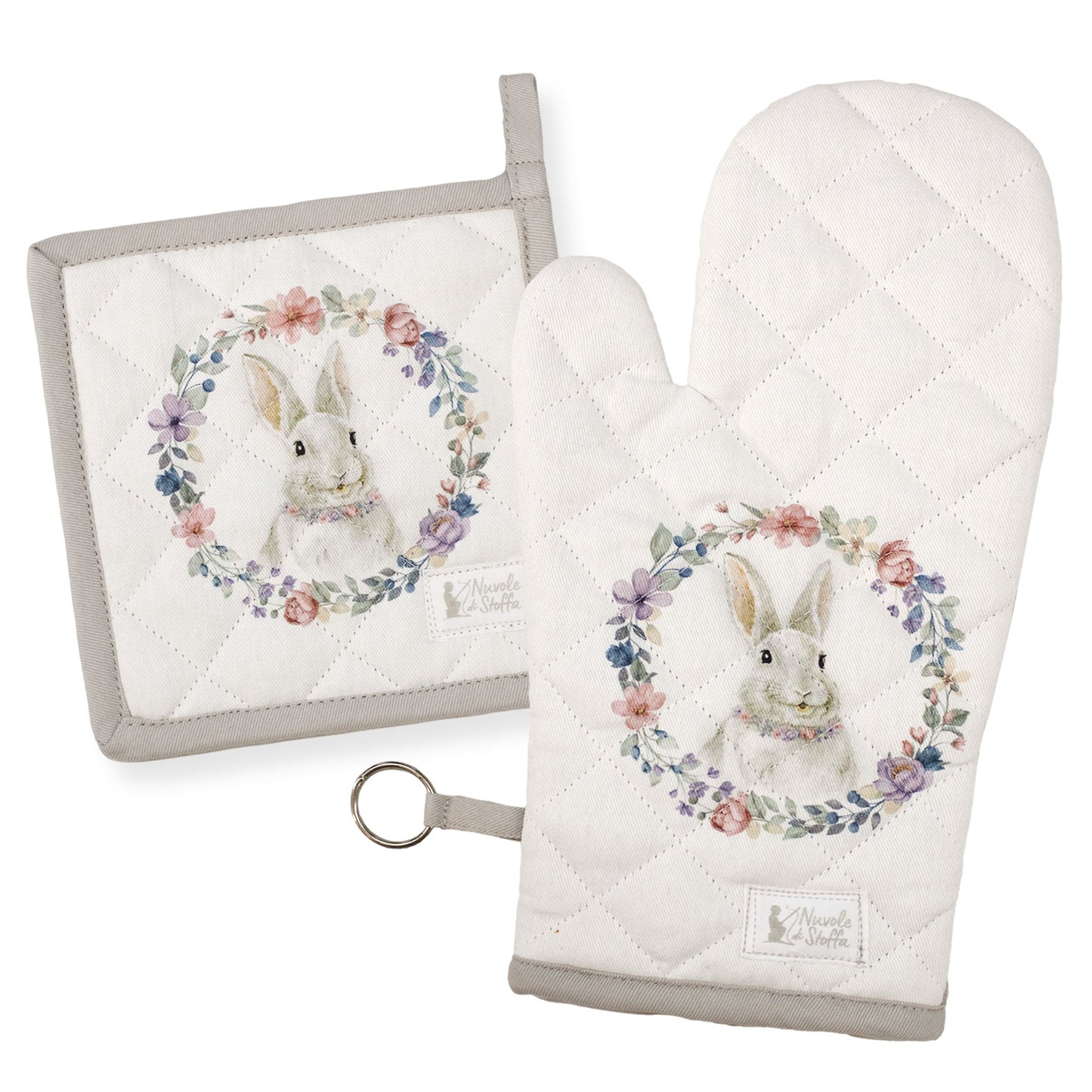 Guantone e Presina da forno Pasquale Nuvole di Stoffa Bunny Shabby Chic 6694