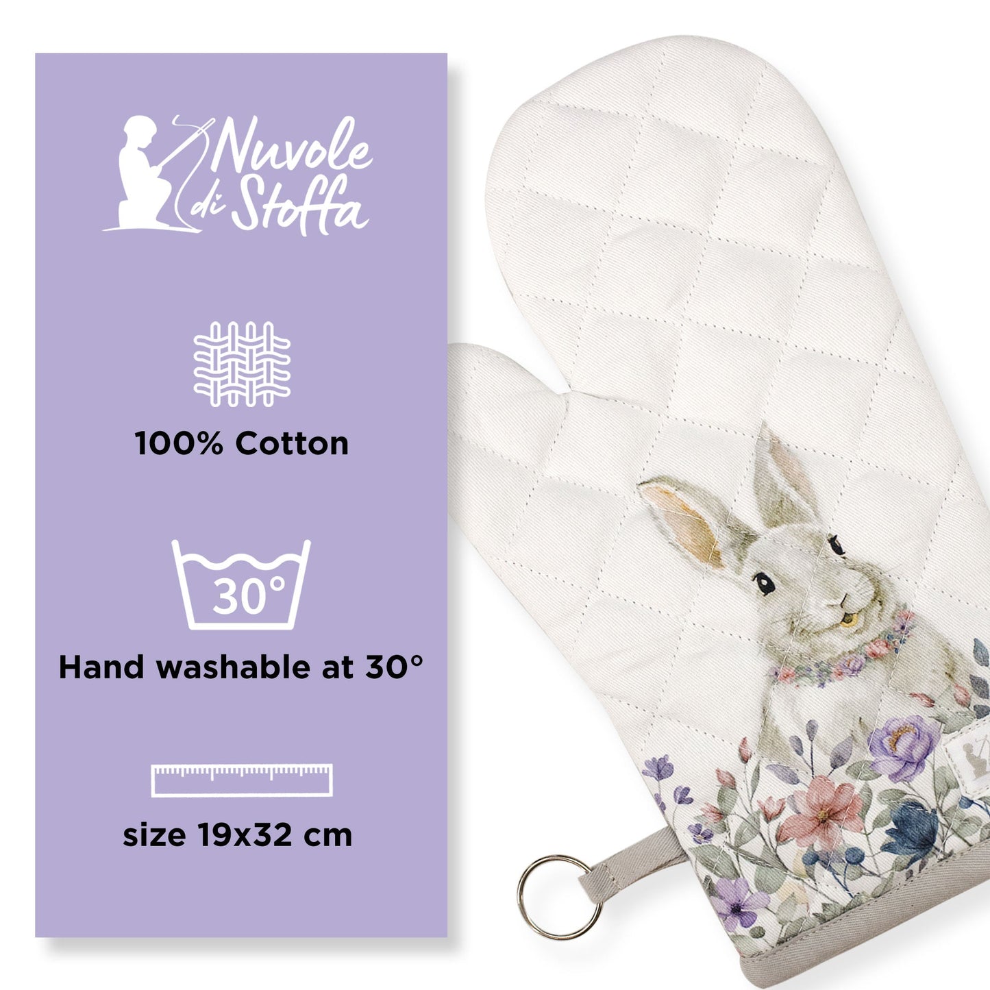 Guantone e Presina da forno Pasquale Nuvole di Stoffa Bunny Shabby Chic 6695