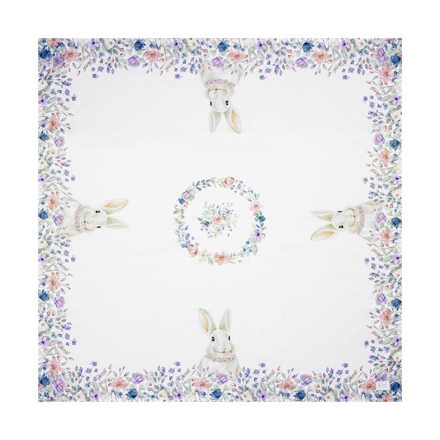 Centrotavola Pasquale Nuvole di Stoffa Bunny 100x100cm runner Pasqua cotone 6703