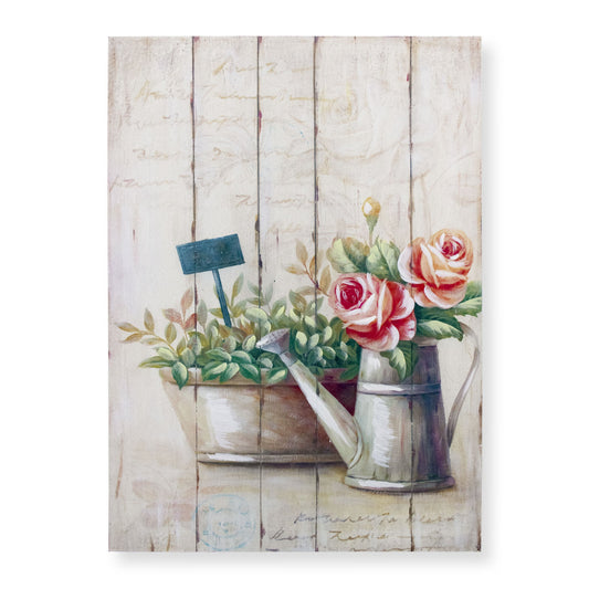 Quadro su legno decorativo Shabby Chic Nuvole di Stoffa cesto di fiori 6720