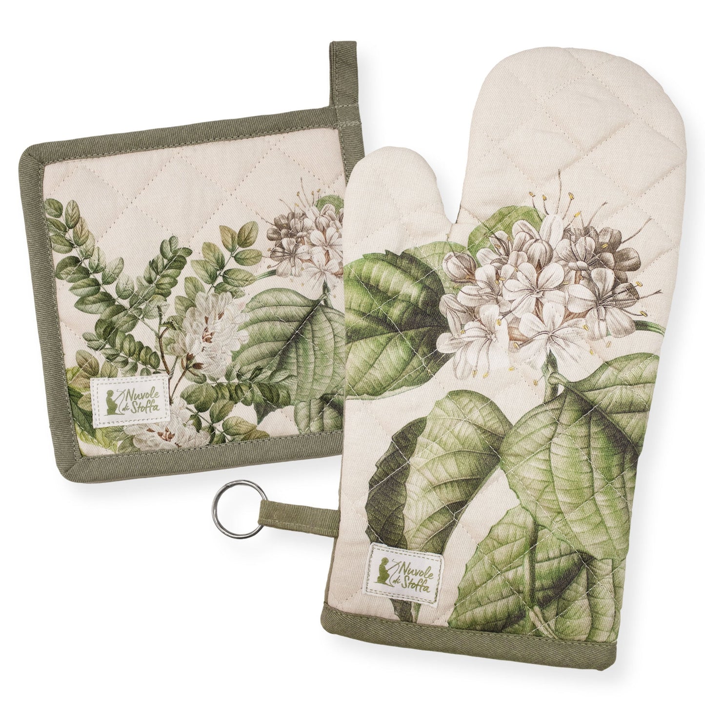Guantone e Presina da forno Nuvole di Stoffa Herbarium Shabby Chic cotone 6729