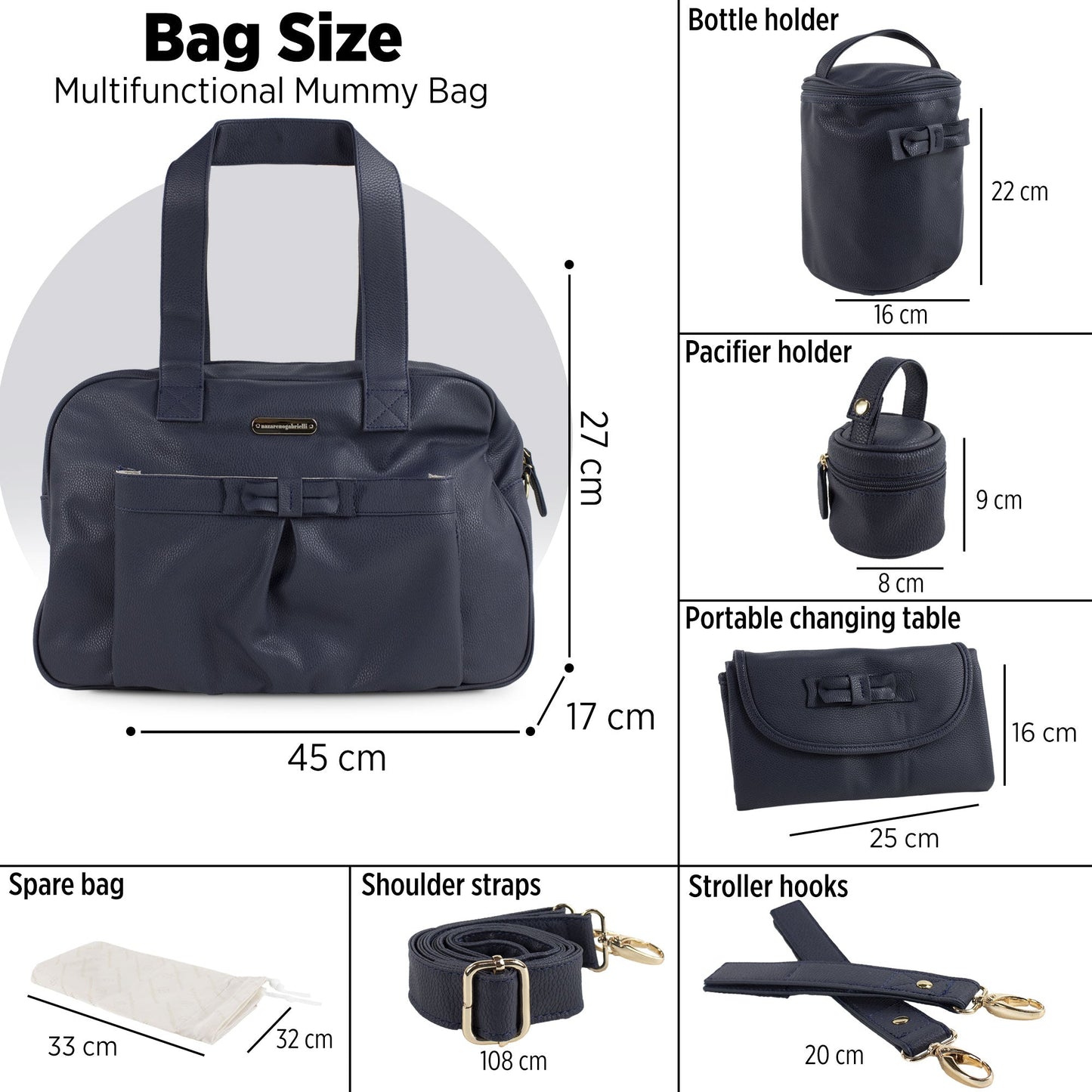 Set Borsa fasciatoio per nascita Neonato Nazareno Gabrielli in ecopelle 6740