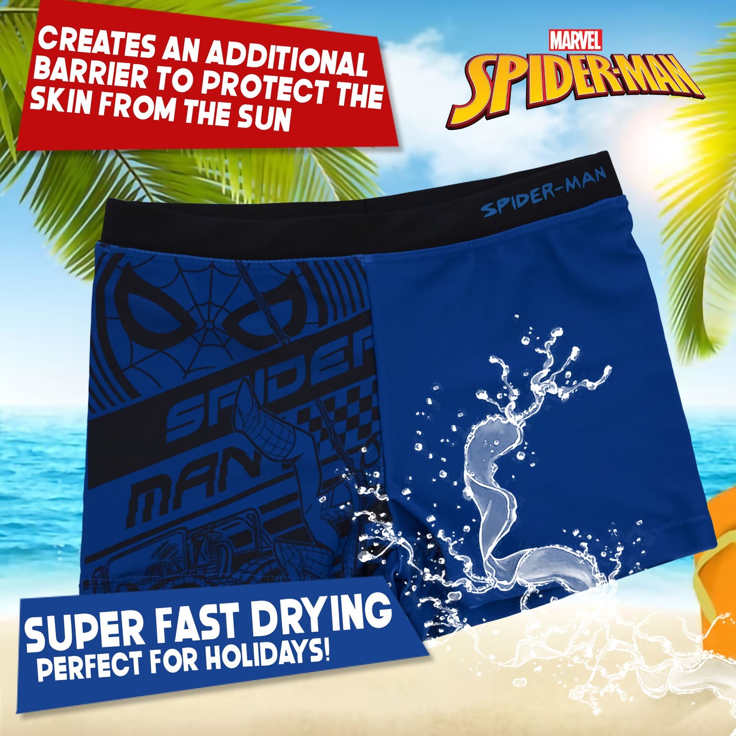 Costume da bagno bambino Marvel Spiderman fluo boxer mare bimbo 6769