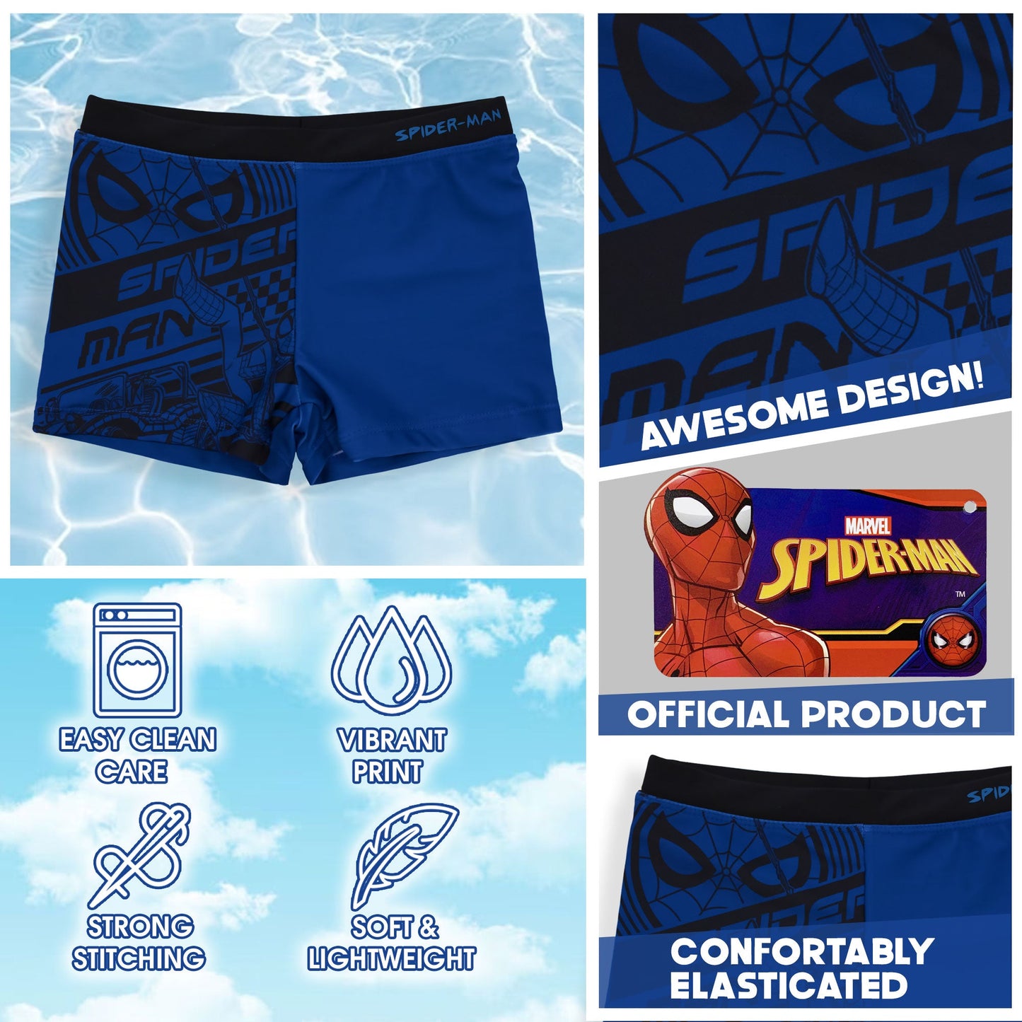Costume da bagno bambino Marvel Spiderman fluo boxer mare bimbo 6769