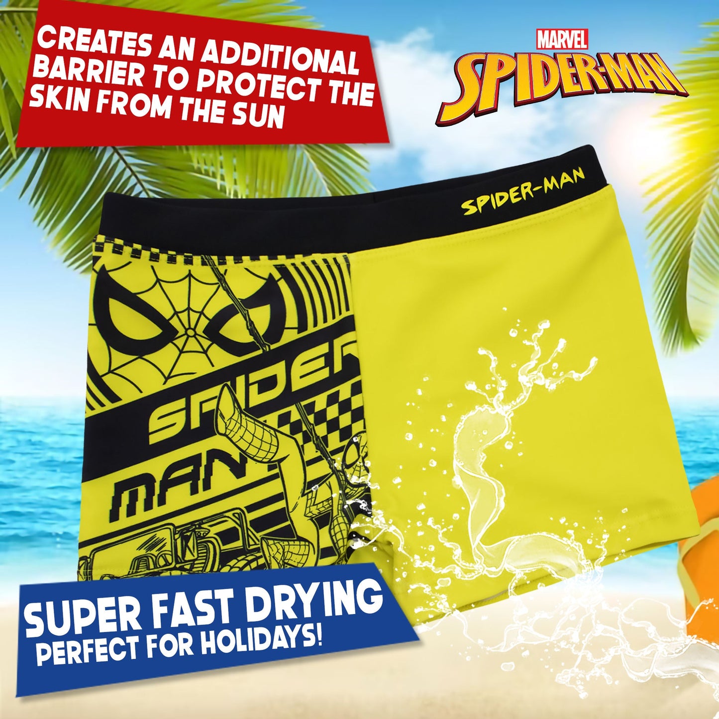 Costume da bagno bambino Marvel Spiderman fluo boxer mare bimbo 6769