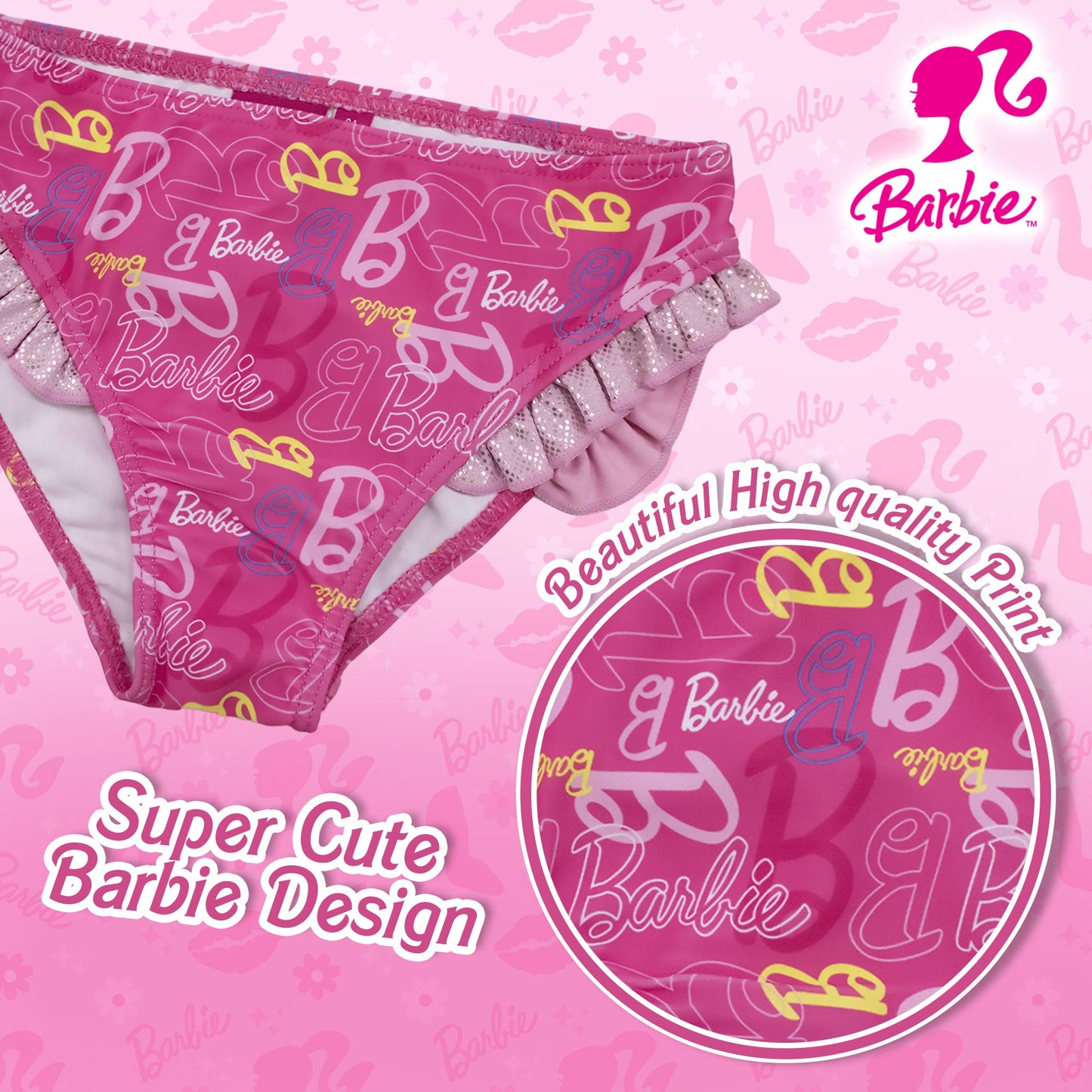 Costume da bagno Mattel Barbie slip mare bambina con volant 6774