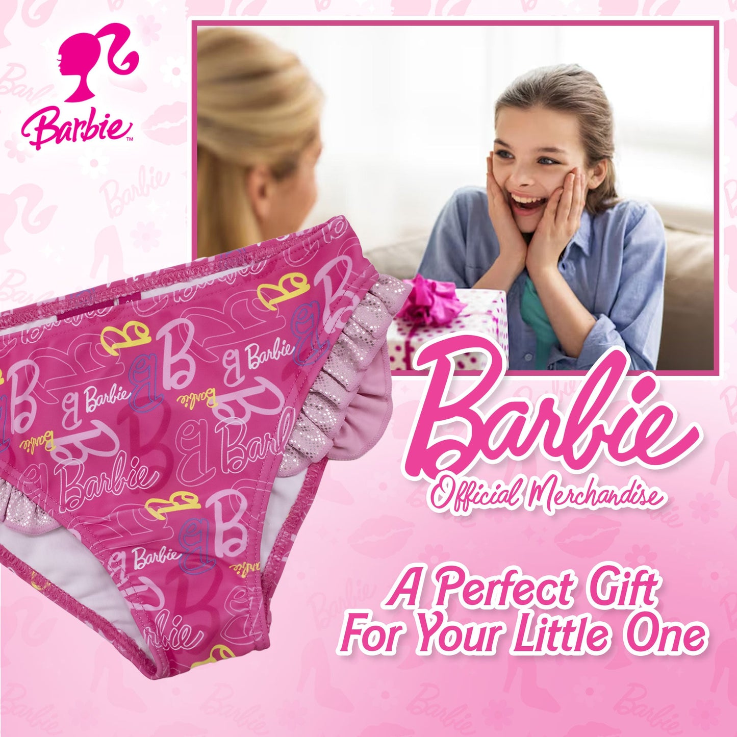 Costume da bagno Mattel Barbie slip mare bambina con volant 6774