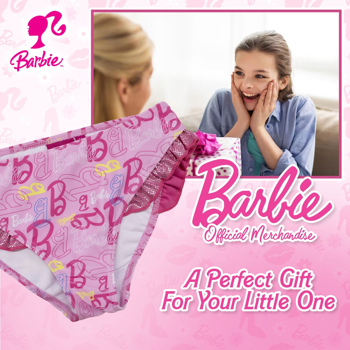 Costume da bagno Mattel Barbie slip mare bambina con volant 6774