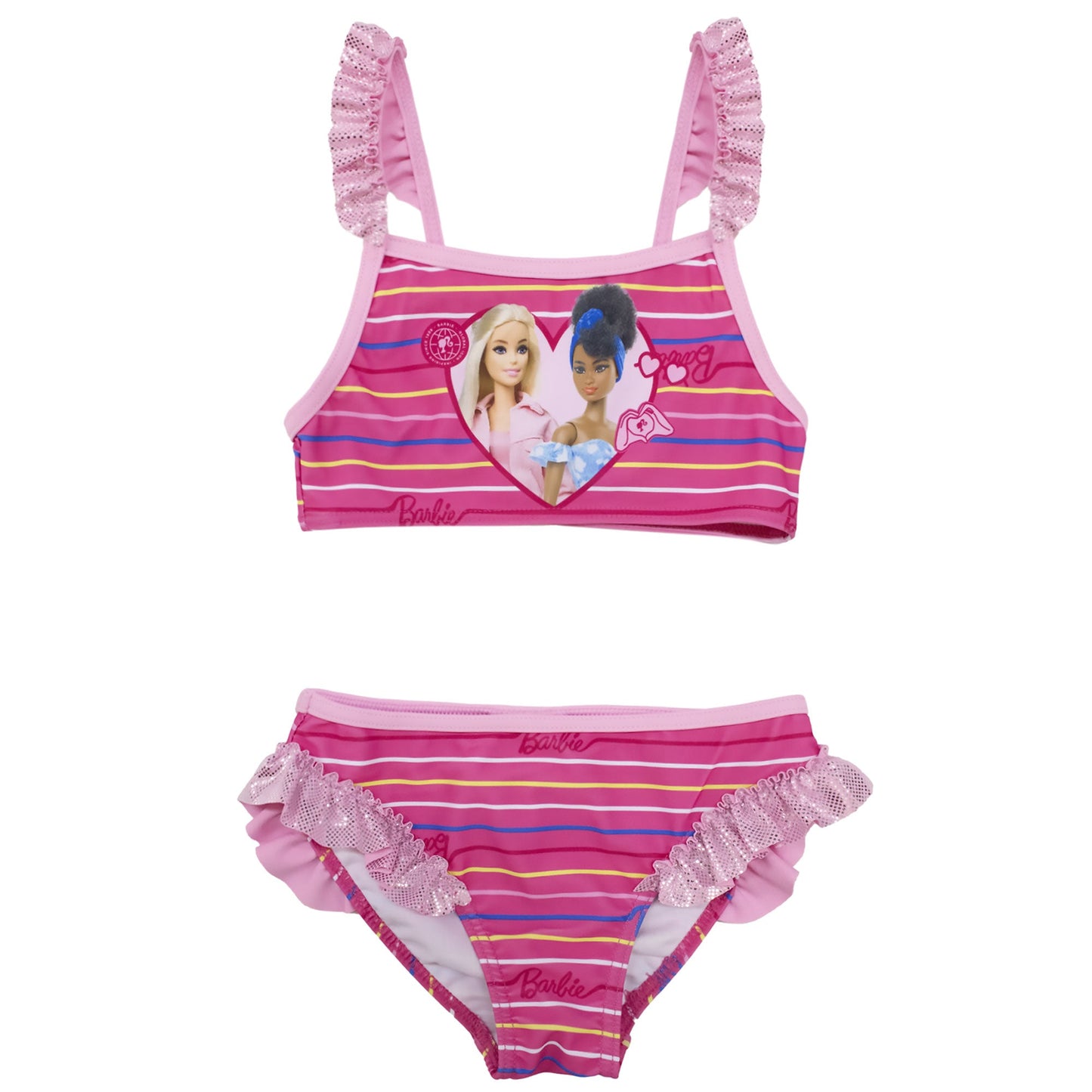 Costume da bagno bikini Mattel Barbie bambina 2 pezzi con volant mare 6775