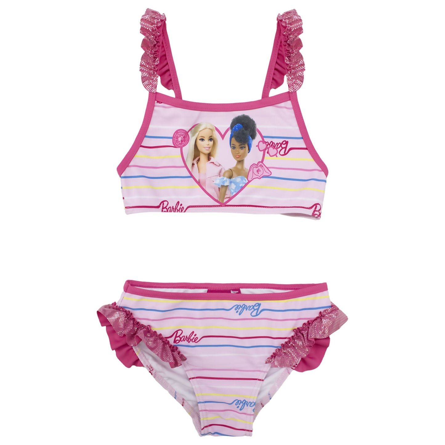 Costume da bagno bikini Mattel Barbie bambina 2 pezzi con volant mare 6775
