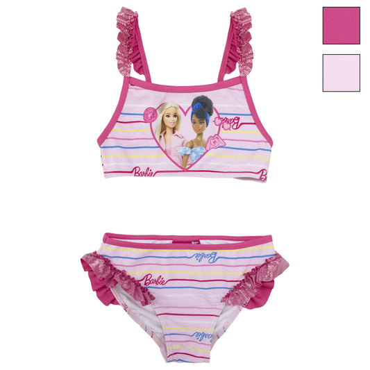Costume da bagno bikini Mattel Barbie bambina 2 pezzi con volant mare 6775