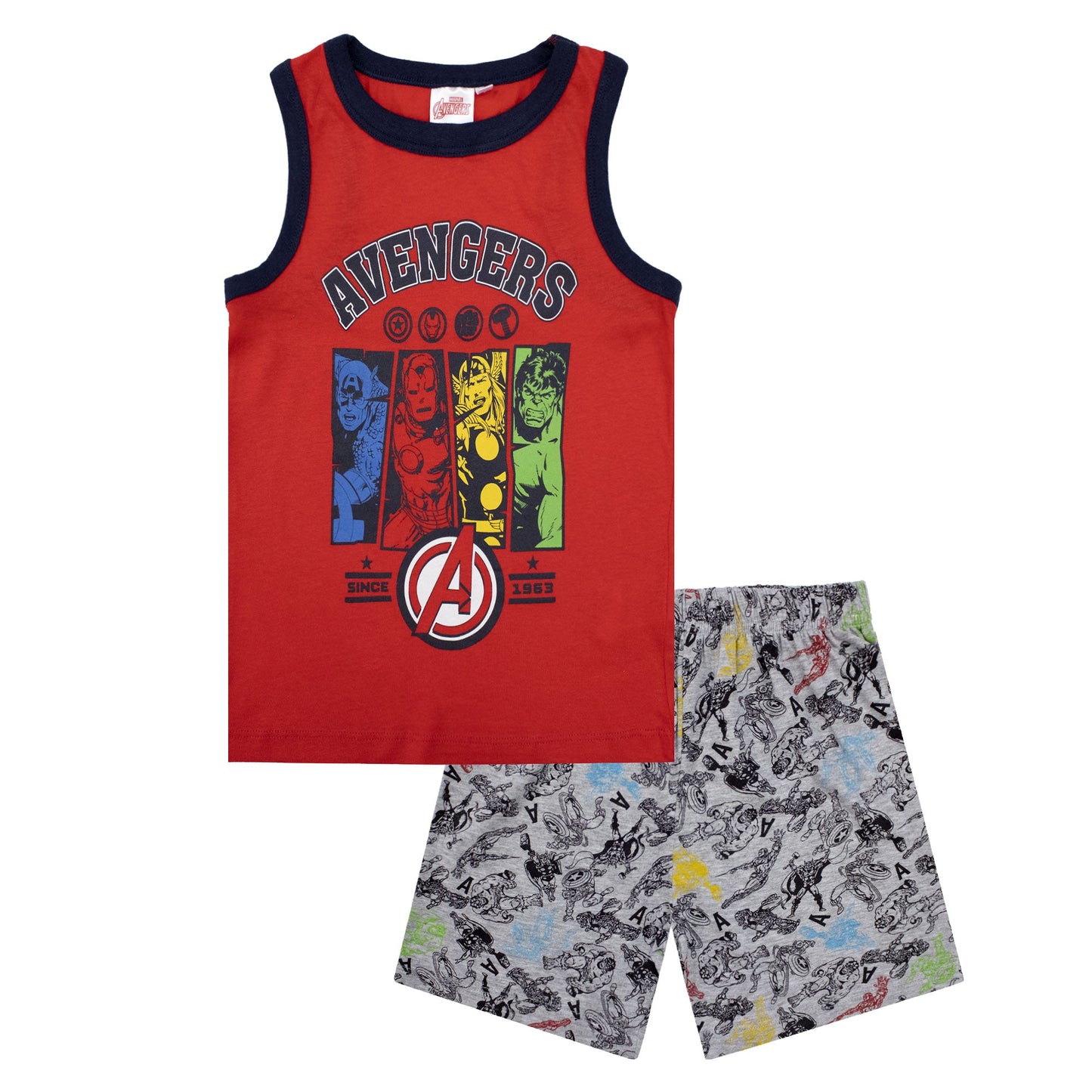 Pigiama bambino Marvel Avengers canotta e pantalone corto estivo cotone 6777