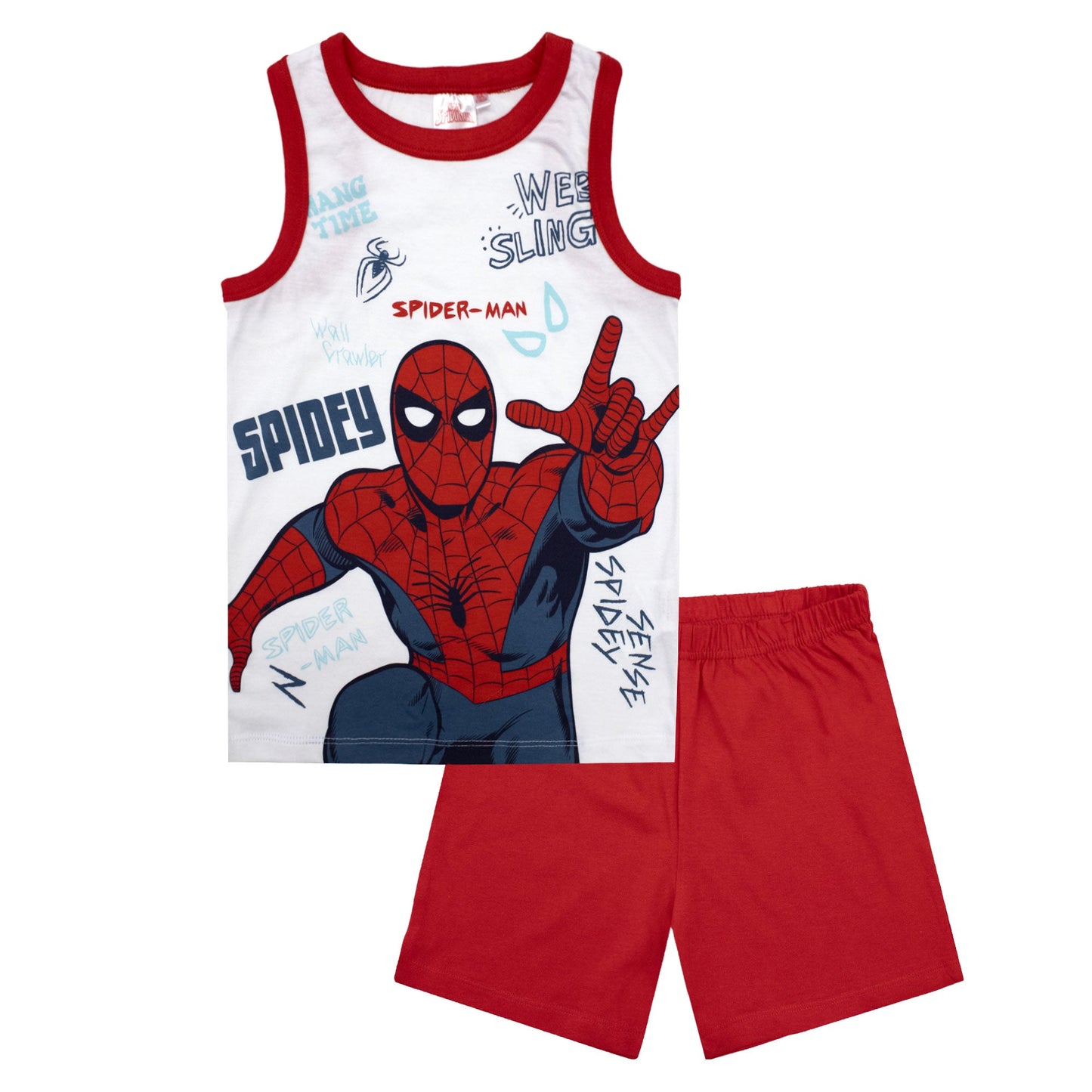 Pigiama bambino Marvel Spiderman canotta e pantalone corto estivo cotone 6778