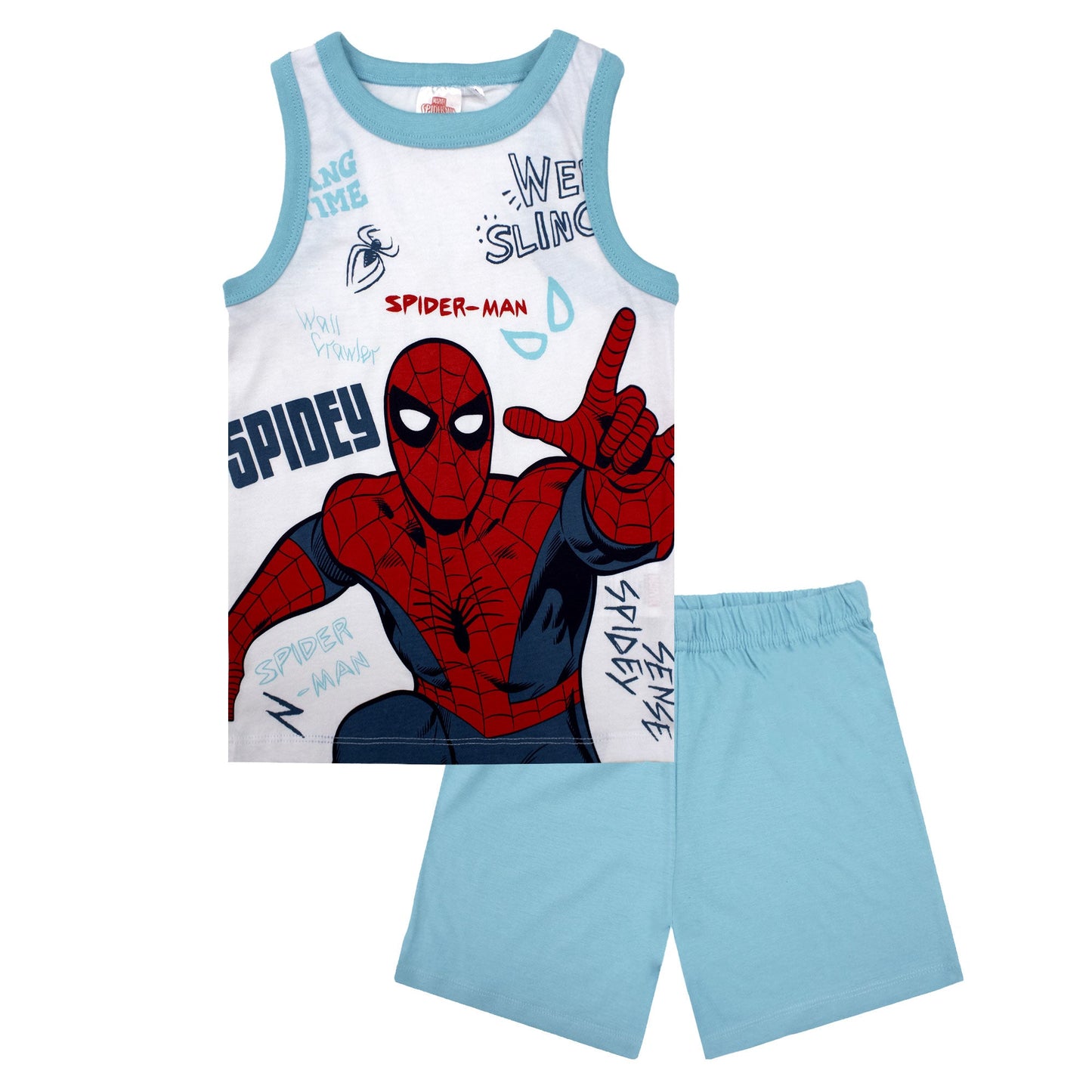 Pigiama bambino Marvel Spiderman canotta e pantalone corto estivo cotone 6778