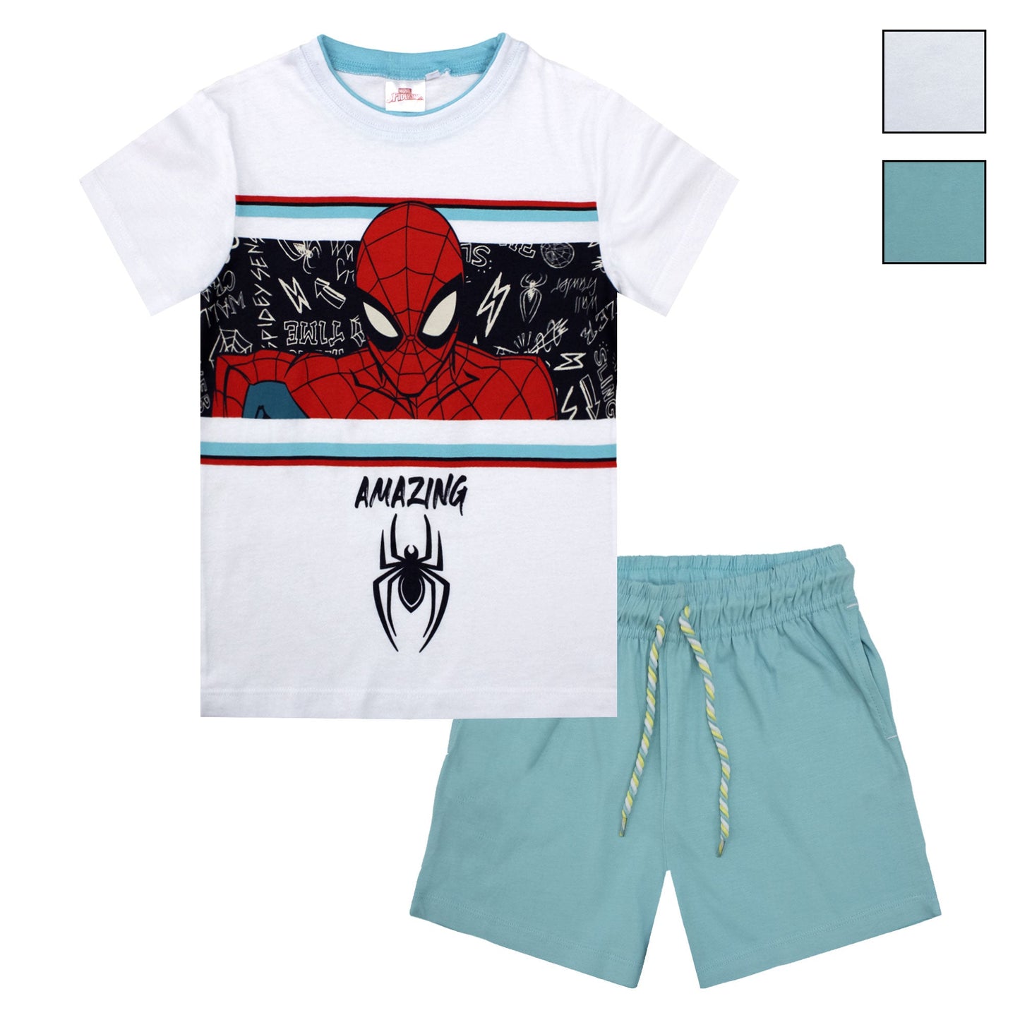 Completo bambino Marvel Spiderman t-shirt e pantaloncino in cotone stampato 6779