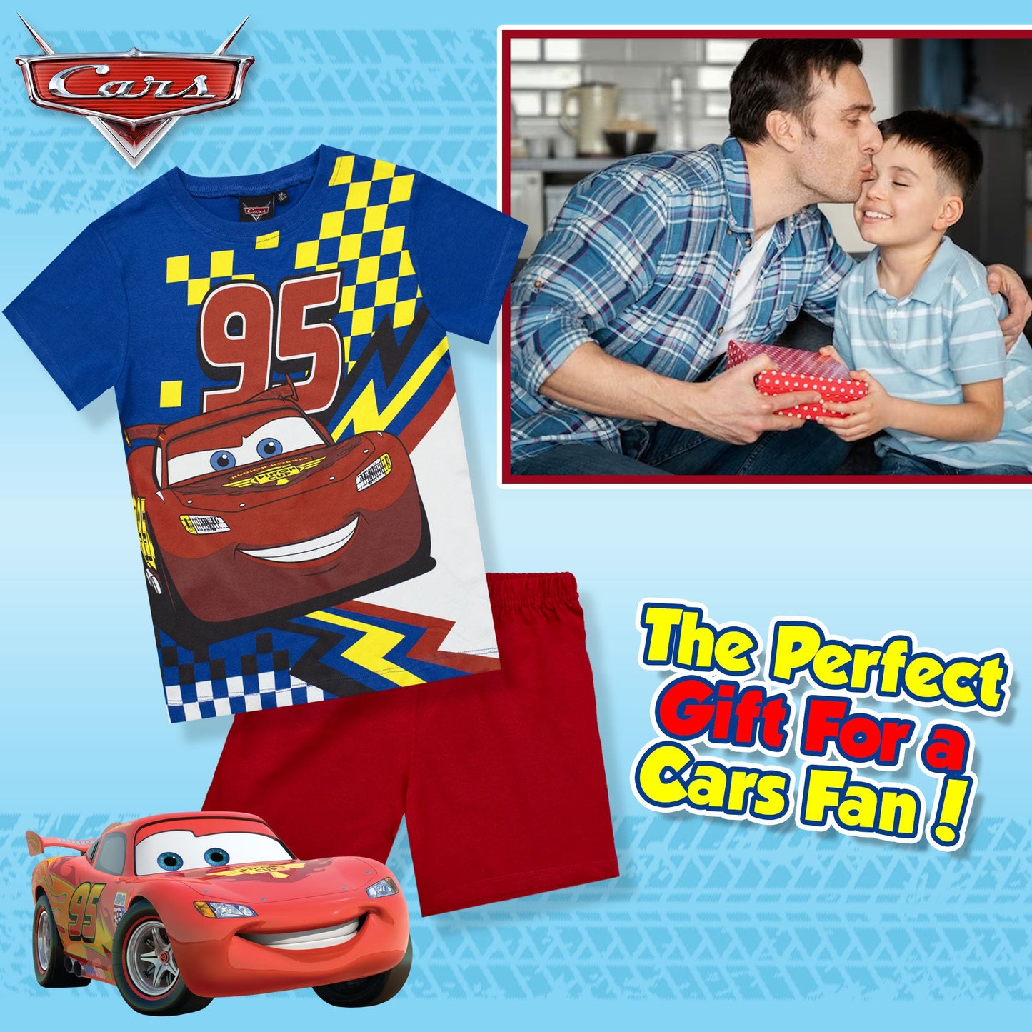 Pigiama bambino Disney Cars t-shirt e pantalone corto estivo in cotone 6783
