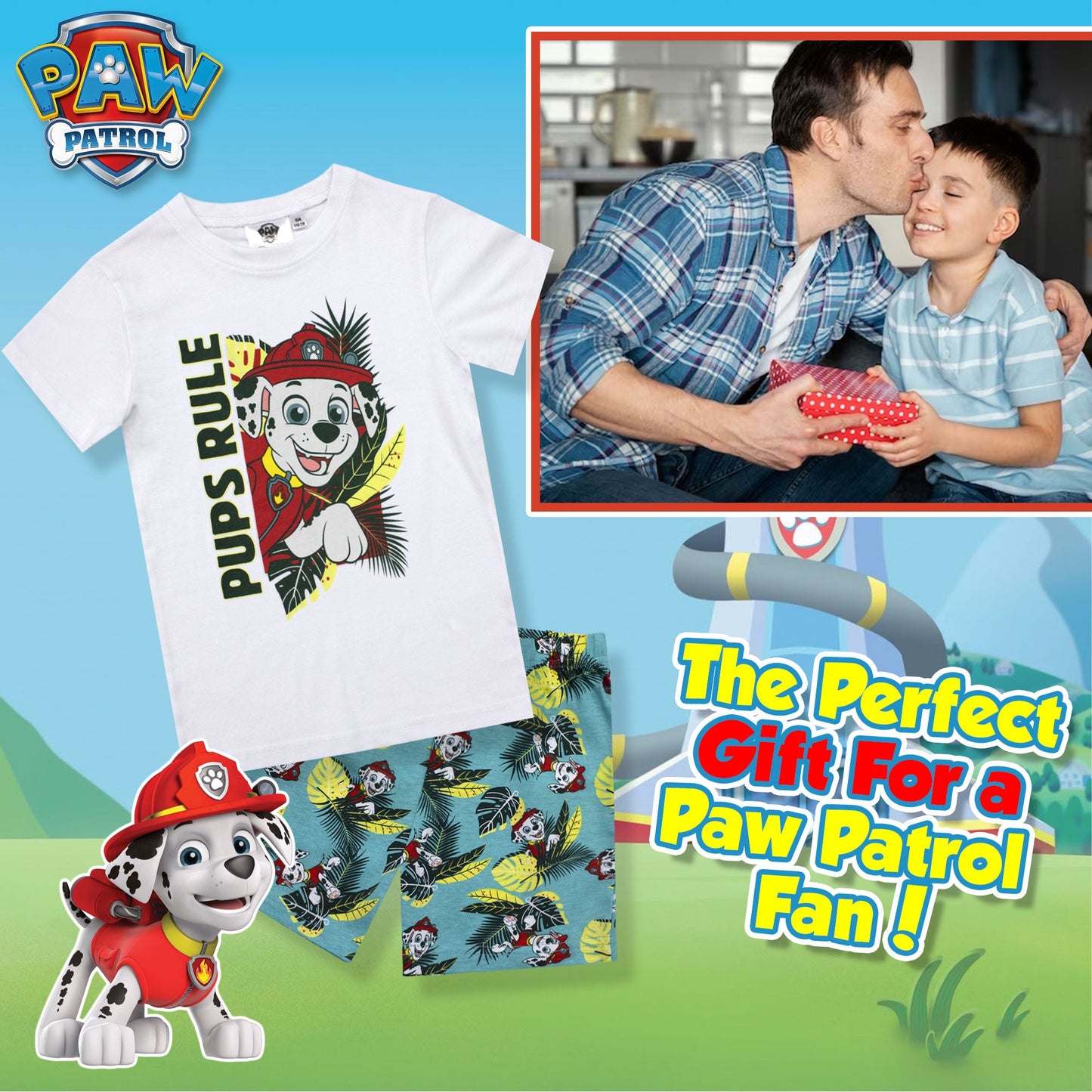 Pigiama bambino Paw Patrol t-shirt e pantalone corto estivo cotone 6784
