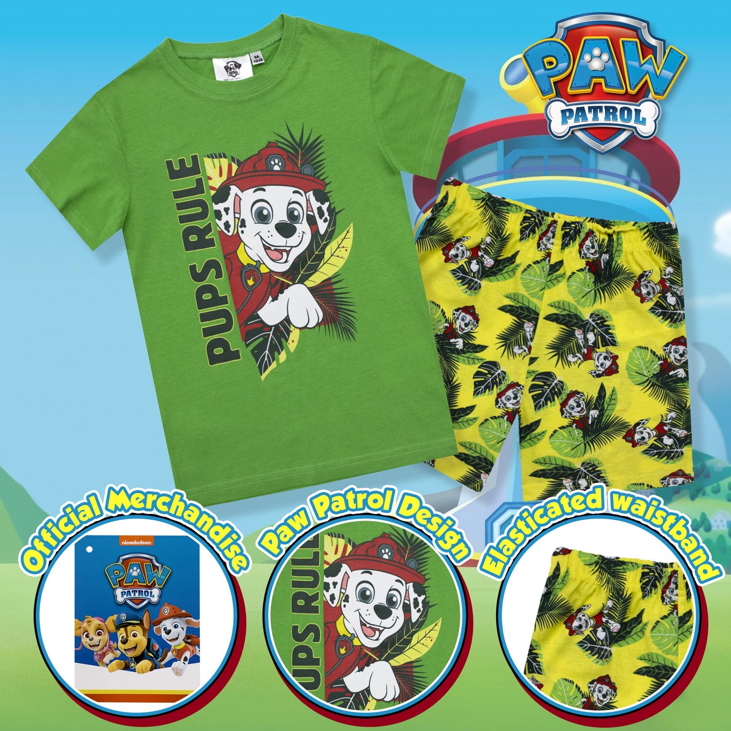 Pigiama bambino Paw Patrol t-shirt e pantalone corto estivo cotone 6784