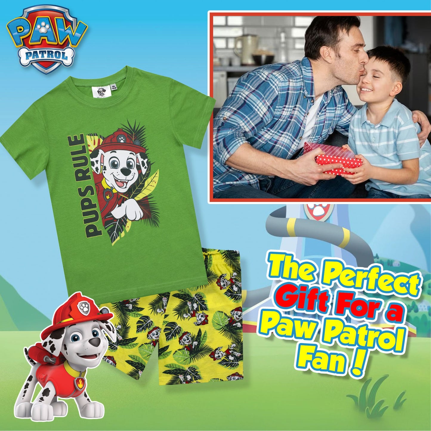 Pigiama bambino Paw Patrol t-shirt e pantalone corto estivo cotone 6784