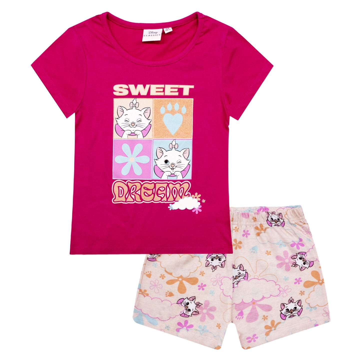 Pigiama bambina Disney Aristogatti Marie pantaloncino in cotone stampato 6788