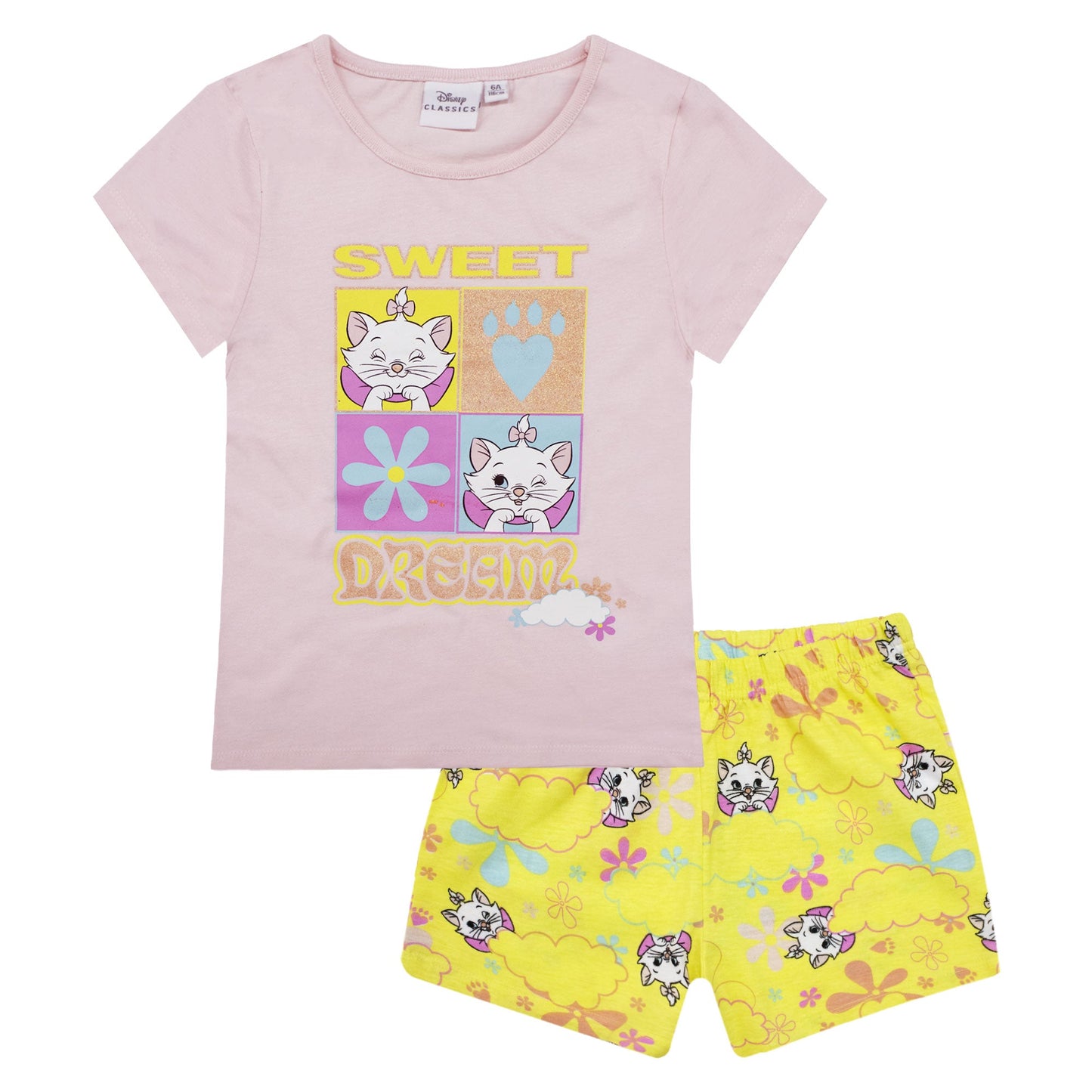 Pigiama bambina Disney Aristogatti Marie pantaloncino in cotone stampato 6788