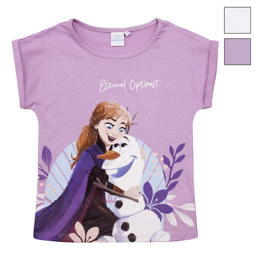 T-shirt Disney Frozen Elsa Olaf maglia maniche corte bambina in cotone 6789
