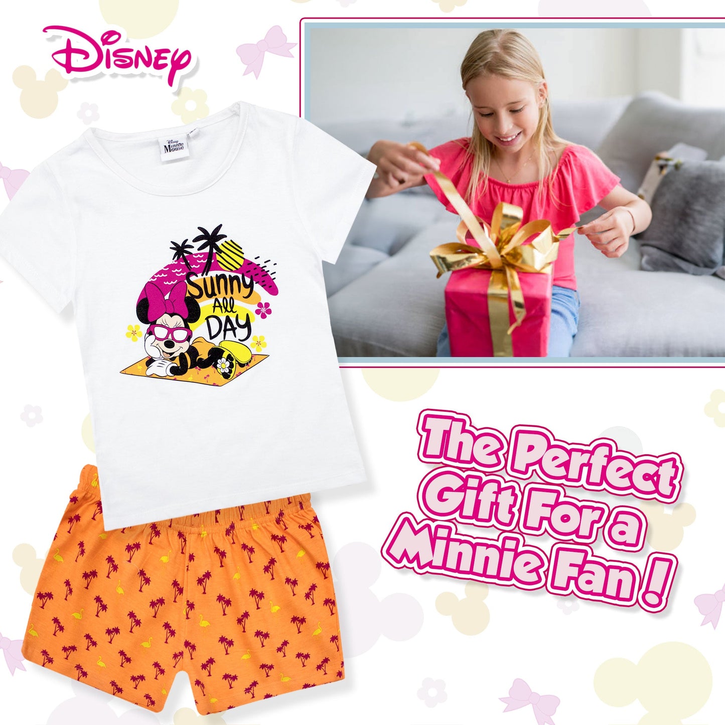 Pigiama bambina Disney Minnie Mouse corto pantaloncino in cotone stampato 6791