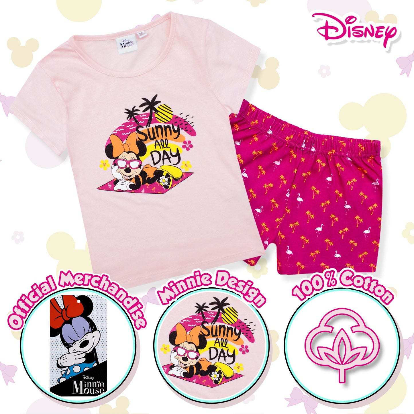 Pigiama bambina Disney Minnie Mouse corto pantaloncino in cotone stampato 6791