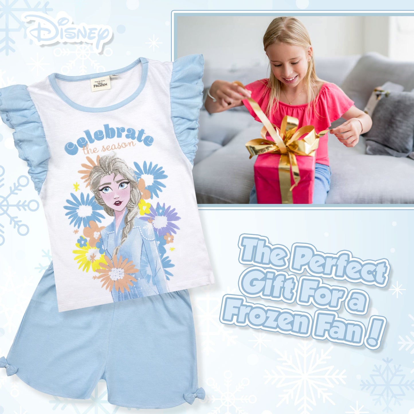 Pigiama bambina Disney Frozen t-shirt e pantalone corto estivo in cotone 6794