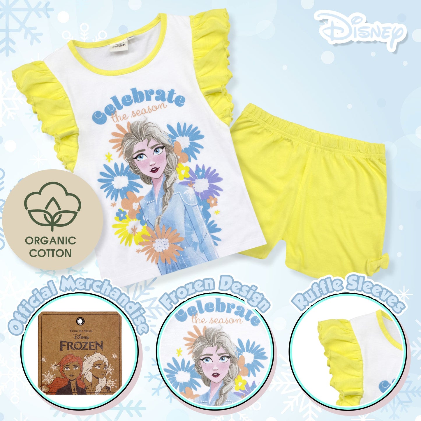 Pigiama bambina Disney Frozen t-shirt e pantalone corto estivo in cotone 6794