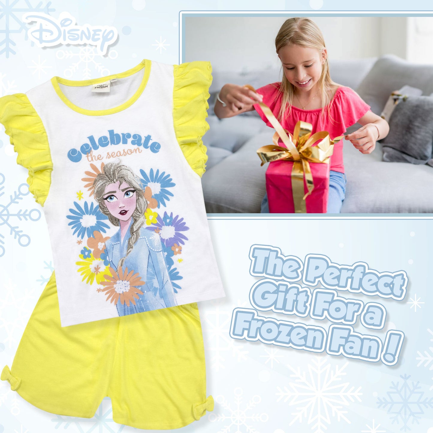 Pigiama bambina Disney Frozen t-shirt e pantalone corto estivo in cotone 6794