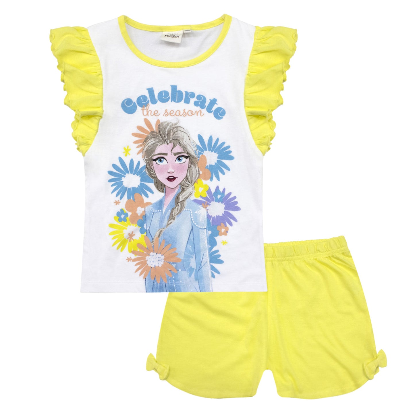 Pigiama bambina Disney Frozen t-shirt e pantalone corto estivo in cotone 6794