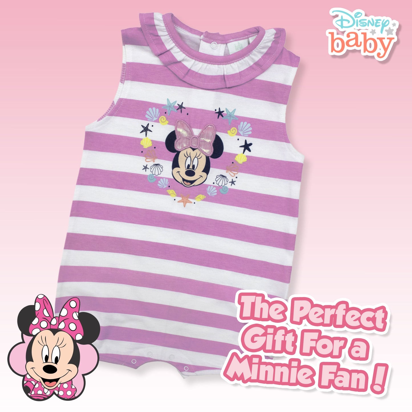Pagliaccetto Disney neonato Minnie Mouse in cotone estivo per bimba 6796