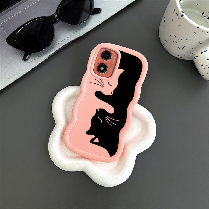 G04 4G Black kitten Silicone Case for Moto G04 4G with Shockproof features suitable for Casual