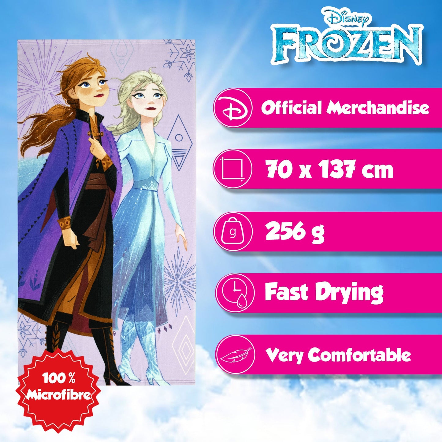 Telo mare Disney Frozen in microfibra 70x137cm asciugamano piscina 6809