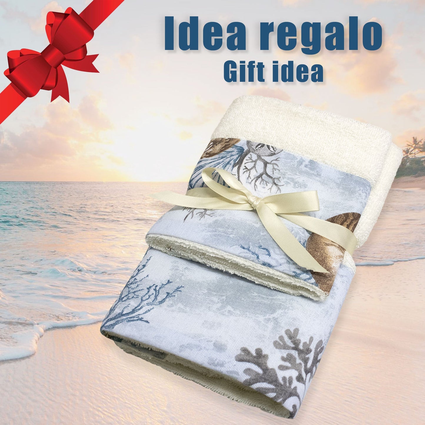 Asciugamani bagno stile marino Set 1+1 in spugna di cotone Viso e Ospite 6822