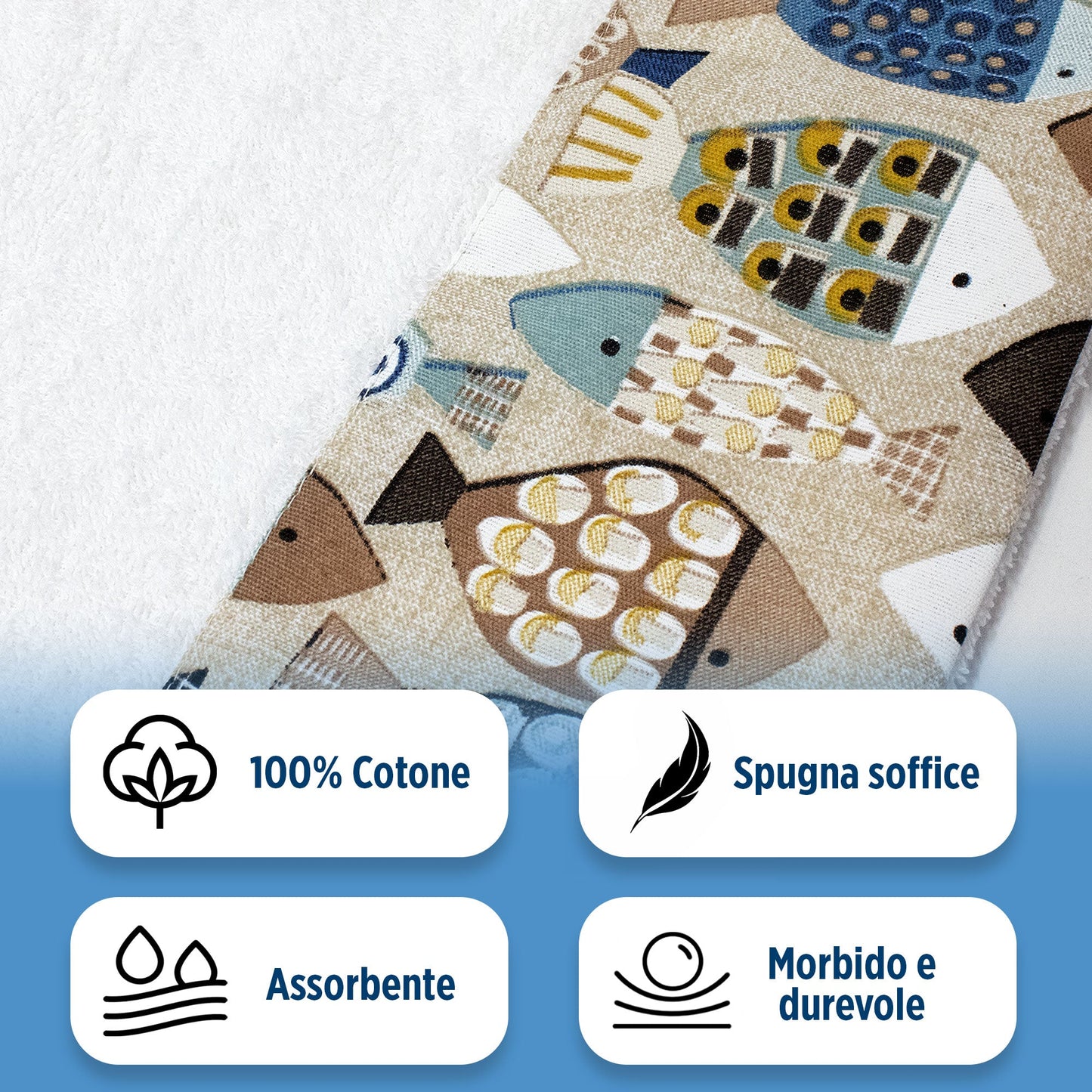 Asciugamani bagno stile marino Set 1+1 in spugna di cotone Viso e Ospite 6822