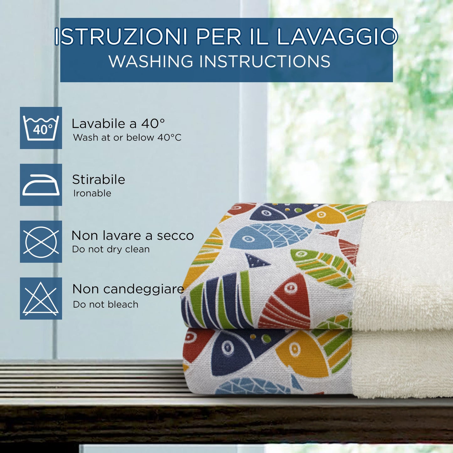 Asciugamani bagno stile marino Set 1+1 in spugna di cotone Viso e Ospite 6822