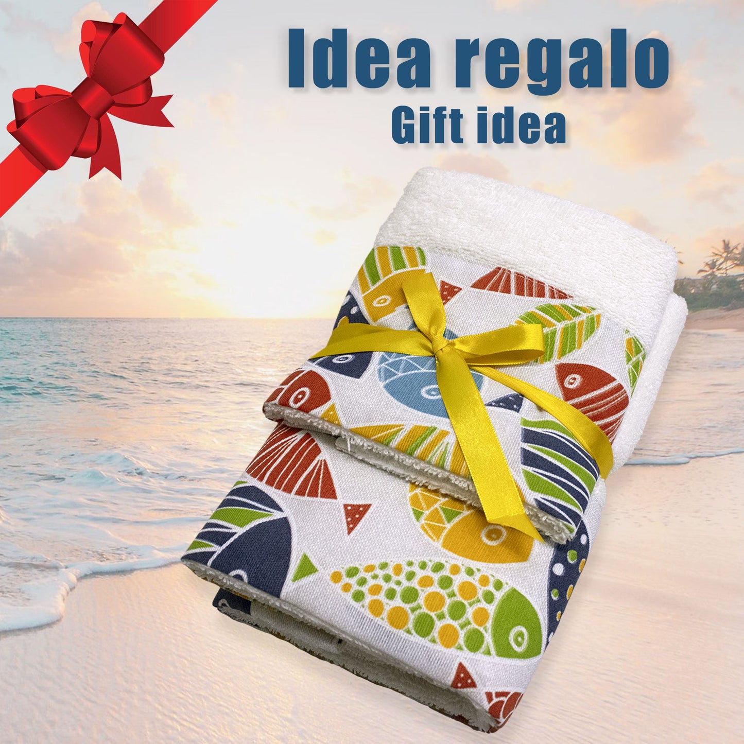 Asciugamani bagno stile marino Set 1+1 in spugna di cotone Viso e Ospite 6822