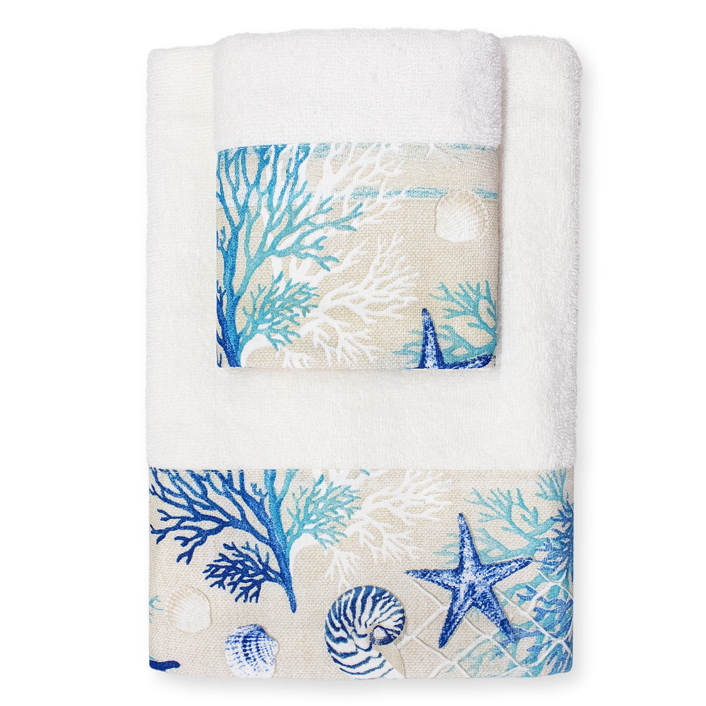 Asciugamani bagno stile marino Set 1+1 in spugna di cotone Viso e Ospite 6822