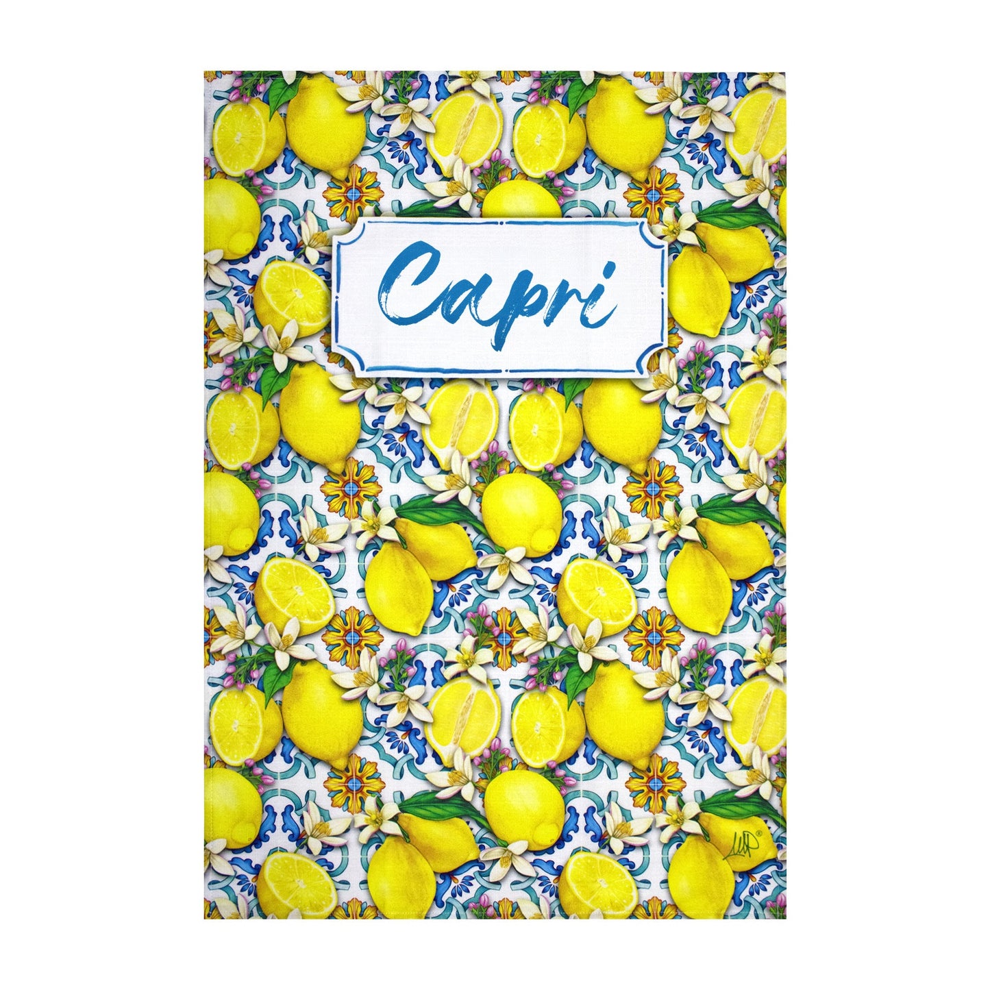 Strofinaccio cucina Capri Limoni canovaccio effetto mistolino in cotone 6823
