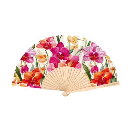 Ventaglio con stampa orchidee 23 cm