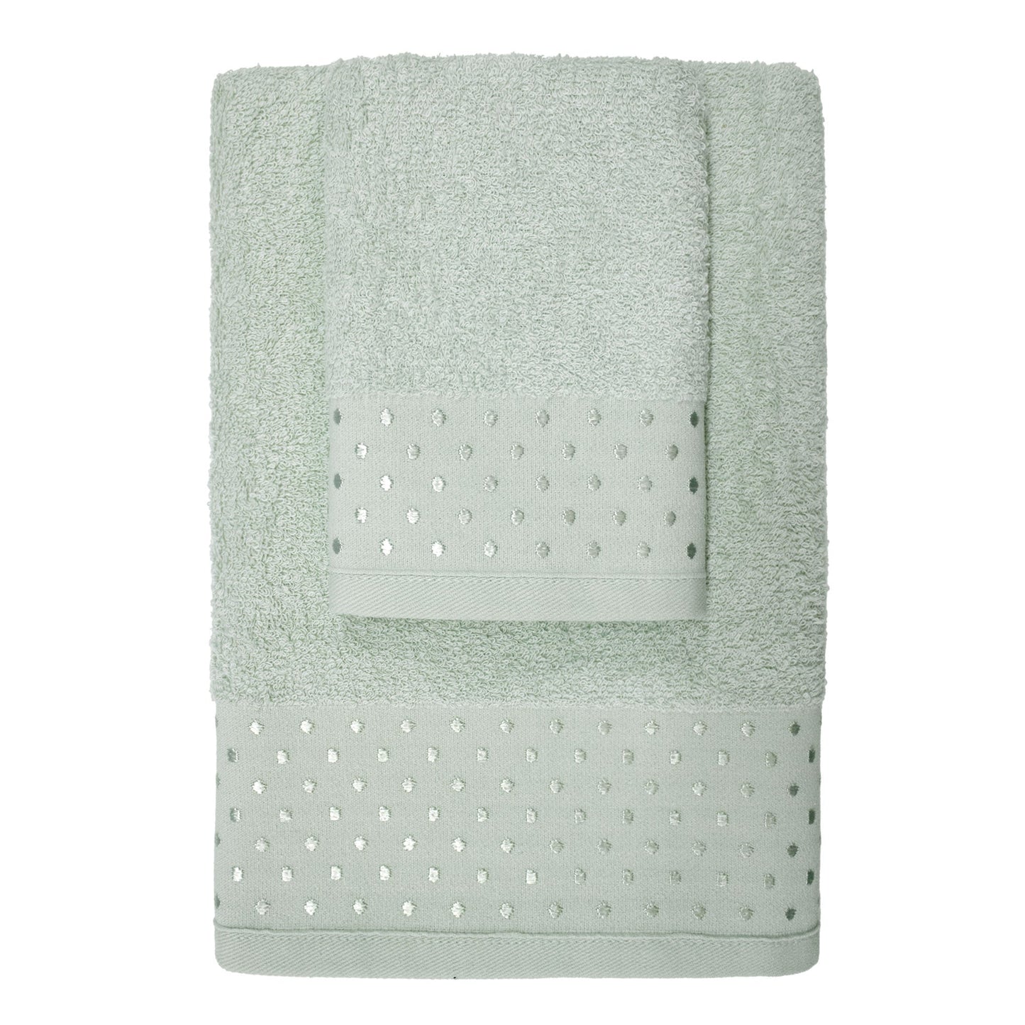 Asciugamani bagno Set 1+1 in spugna Viso e Ospite con pois 6843