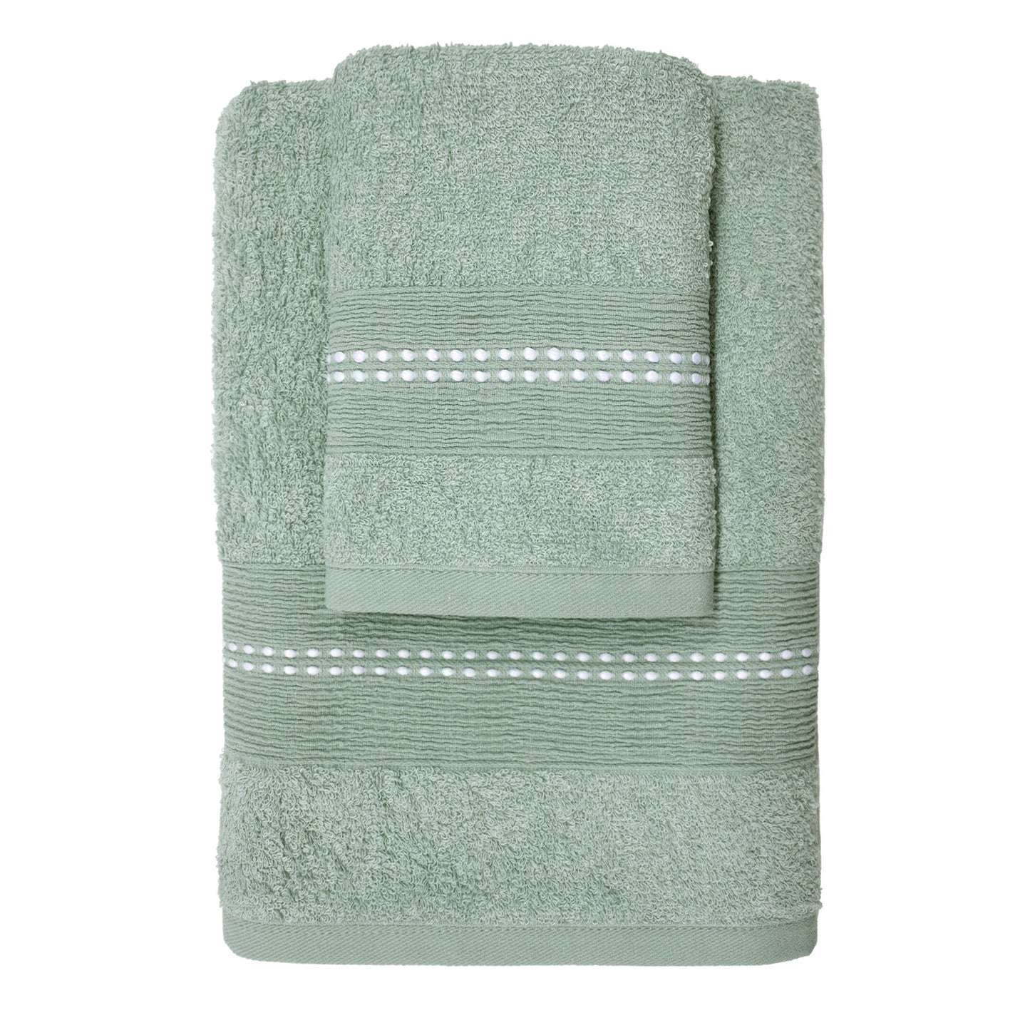 Asciugamani bagno Set 1+1 in spugna bordo lavorato Viso e Ospite 6844